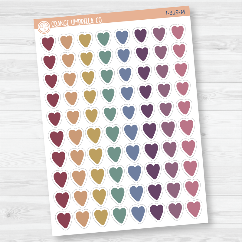 Tiny Hearts Icon Planner Stickers, Icon Tiny Hearts Labels, Color Print Planning Stickers (I-319)