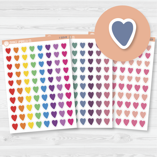 Tiny Hearts Icon Planner Stickers, Icon Tiny Hearts Labels, Color Print Planning Stickers (I-319)