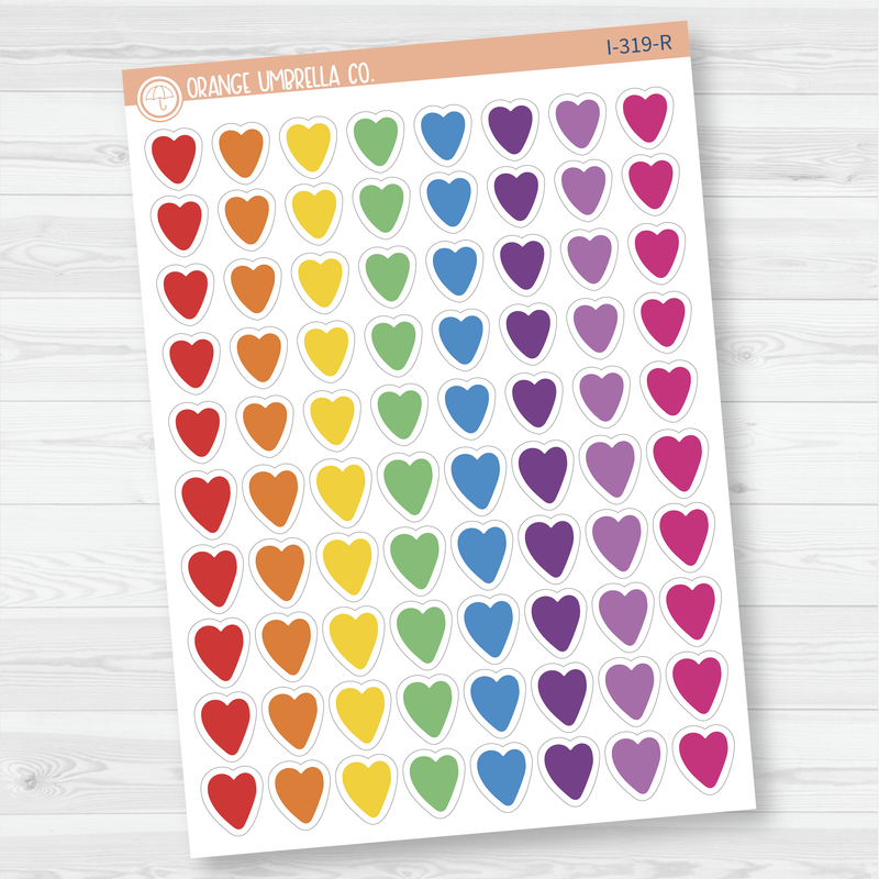 Tiny Hearts Icon Planner Stickers, Icon Tiny Hearts Labels, Color Print Planning Stickers (I-319)