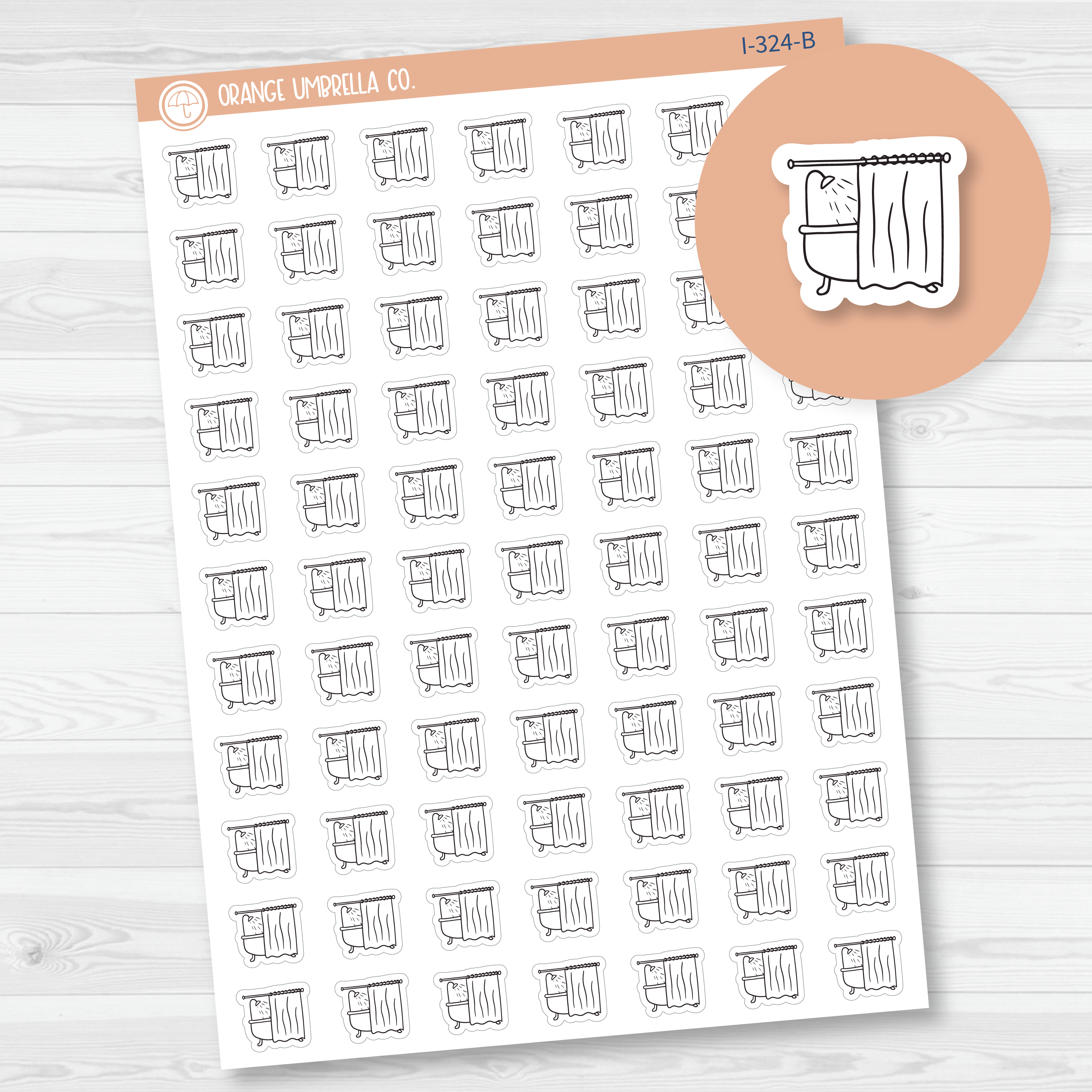 Shower Icon Planner Stickers, Icon Chore Labels, Cleaning Icon Stickers (I-324-B)