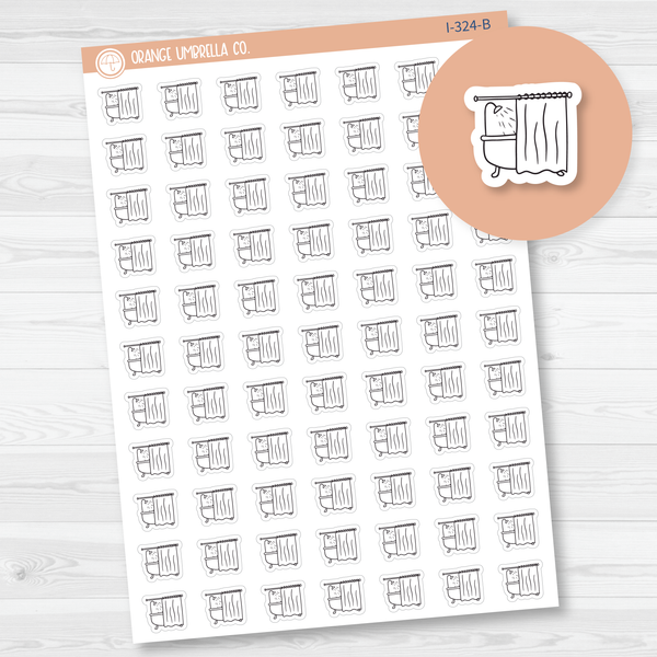 Shower Icon Planner Stickers, Icon Chore Labels, Cleaning Icon Stickers (I-324-B)