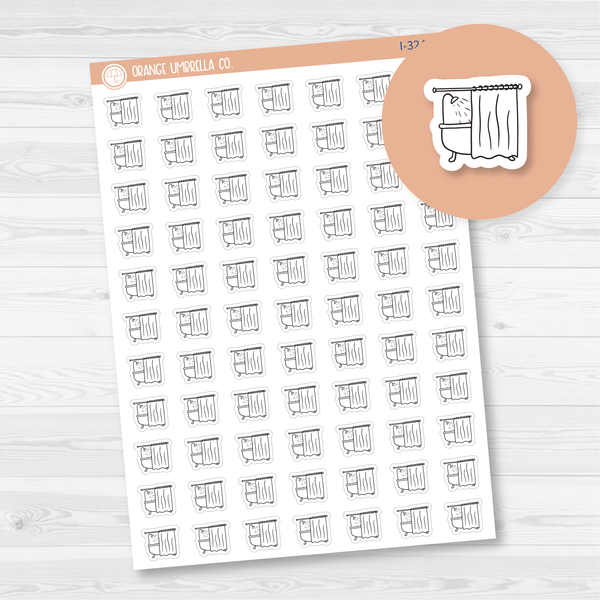Shower Icon Planner Stickers, Icon Chore Labels, Cleaning Icon Stickers (I-324-B)