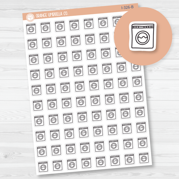 Washing Machine Icon Planner Stickers, Icon Chore Labels, Cleaning Icon Stickers (I-326-B)