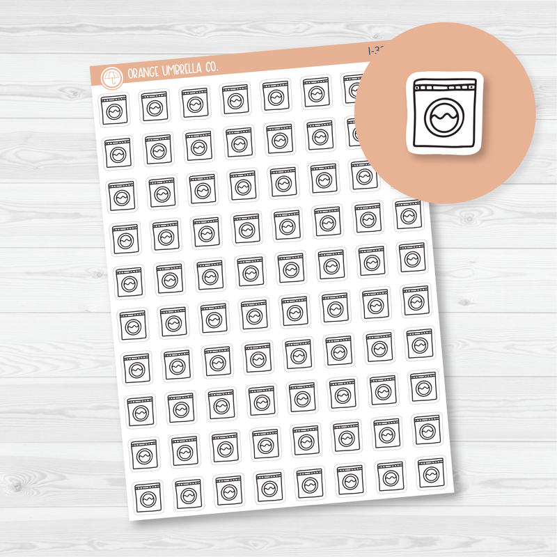 Washing Machine Icon Planner Stickers, Icon Chore Labels, Cleaning Icon Stickers (I-326-B)