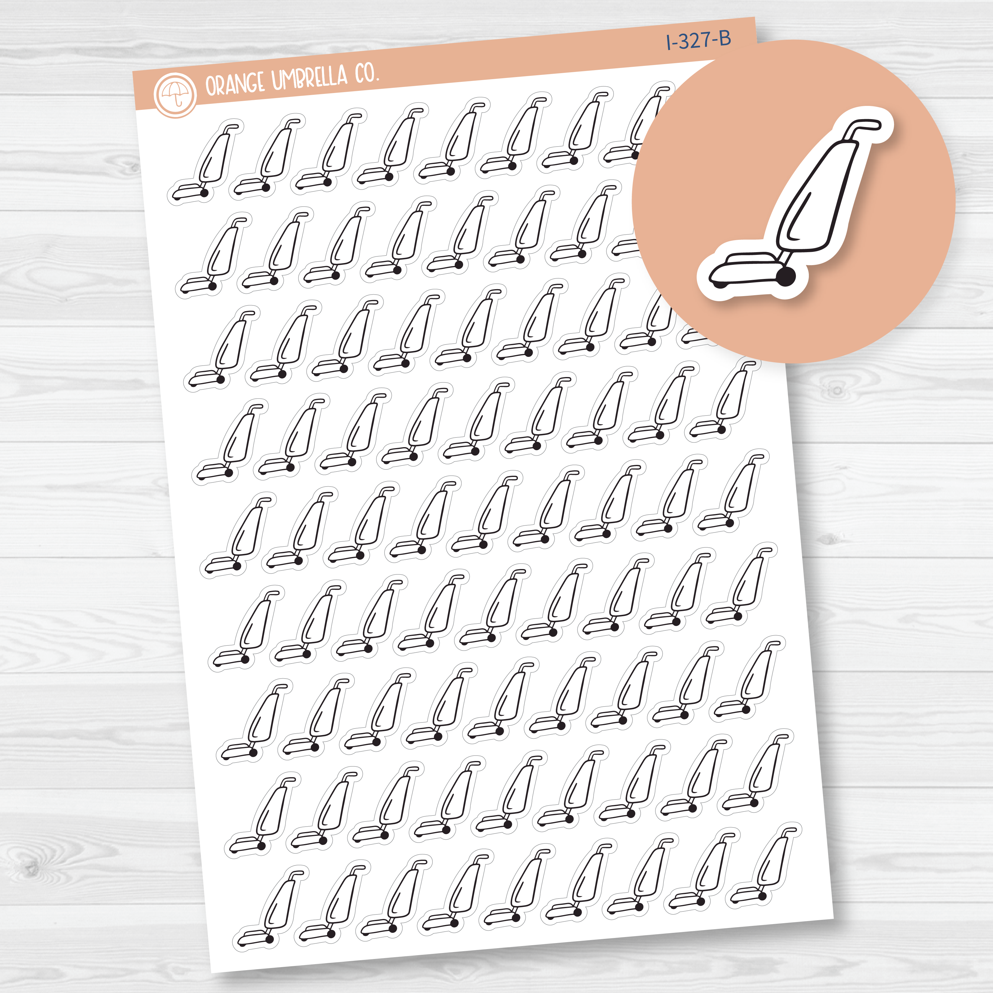 Vacuum Icon Planner Stickers, Icon Chore Labels, Cleaning Icon Stickers (I-327-B)