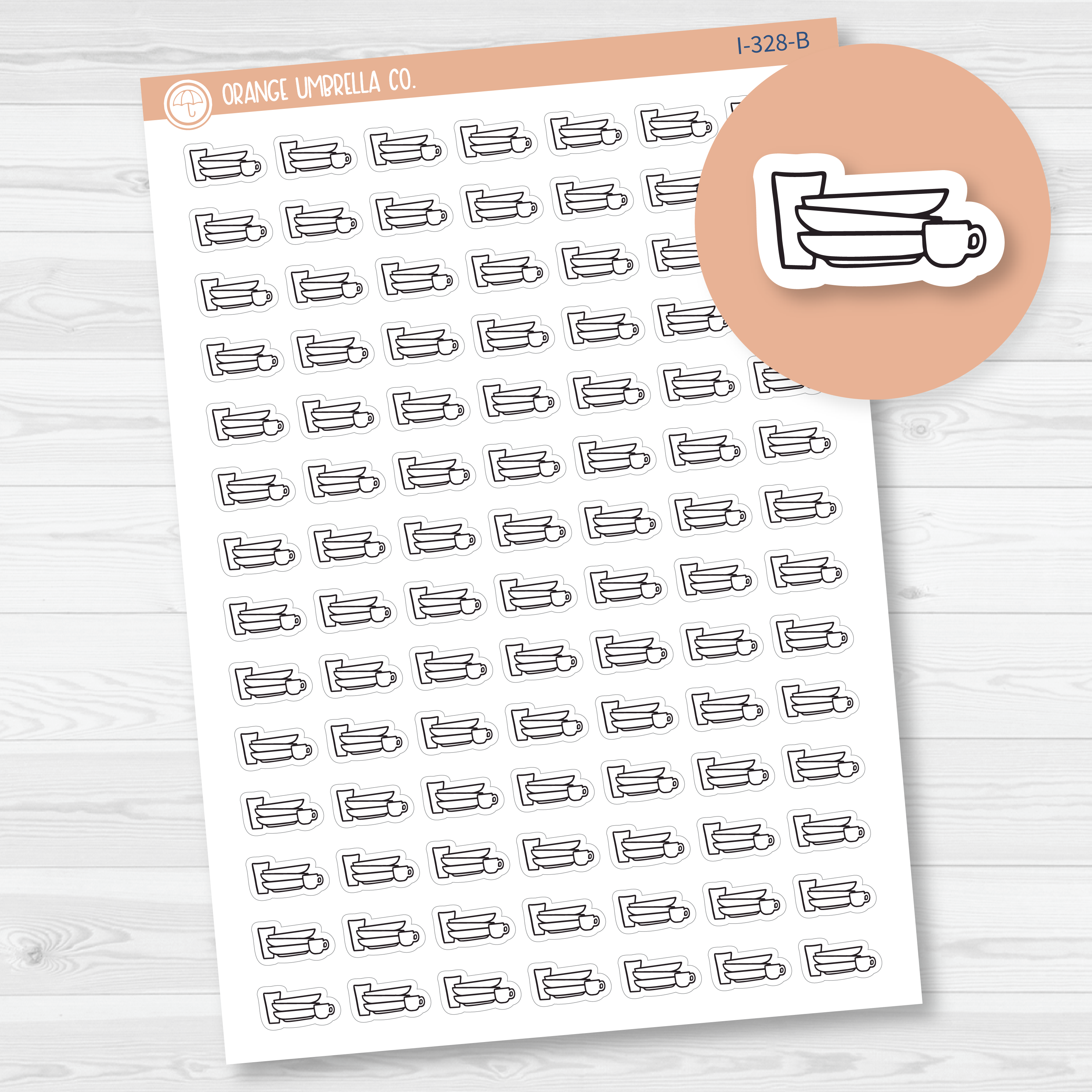 Dishes Icon Planner Stickers, Icon Chore Labels, Cleaning Icon Stickers (I-328-B)