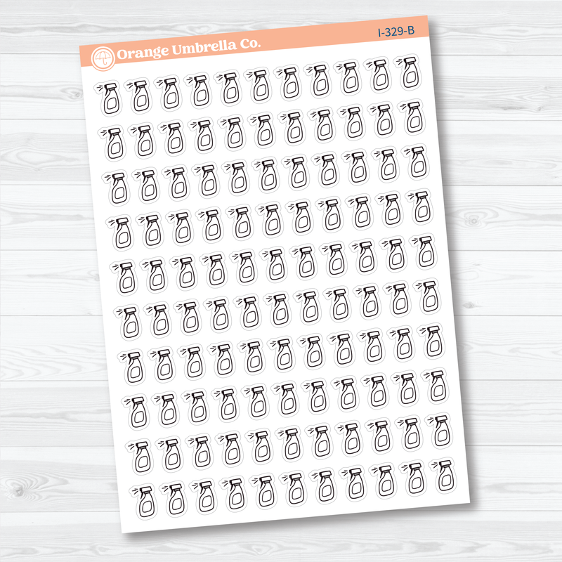 Hand Doodled Spray Bottle Planner Stickers | Icon Chore Labels | Cleaning Icons | I-329