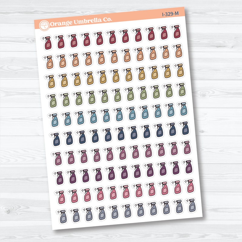 Hand Doodled Spray Bottle Planner Stickers | Icon Chore Labels | Cleaning Icons | I-329