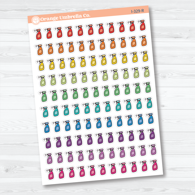 Hand Doodled Spray Bottle Planner Stickers | Icon Chore Labels | Cleaning Icons | I-329