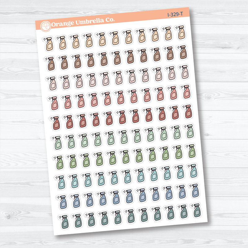 Hand Doodled Spray Bottle Planner Stickers | Icon Chore Labels | Cleaning Icons | I-329