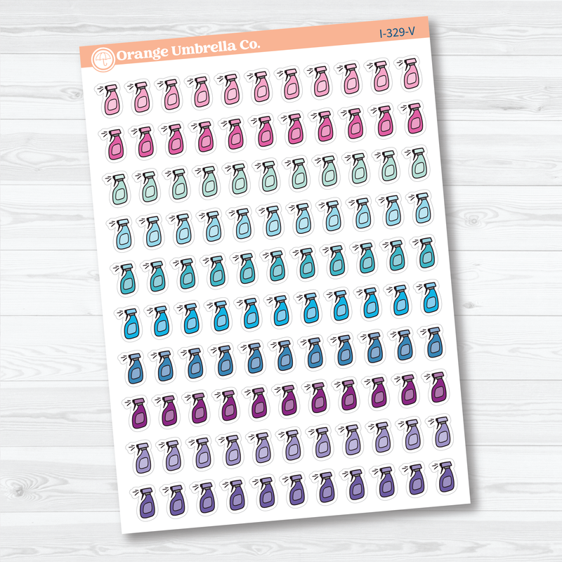 Hand Doodled Spray Bottle Planner Stickers | Icon Chore Labels | Cleaning Icons | I-329