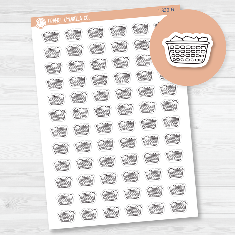 Laundry Basket Icon Planner Stickers, Icon Chore Labels, Cleaning Icon Stickers (I-330-B)