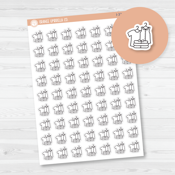 Hanging Clothes Icon Planner Stickers, Icon Chore Labels, Cleaning Icon Stickers (I-331-B)