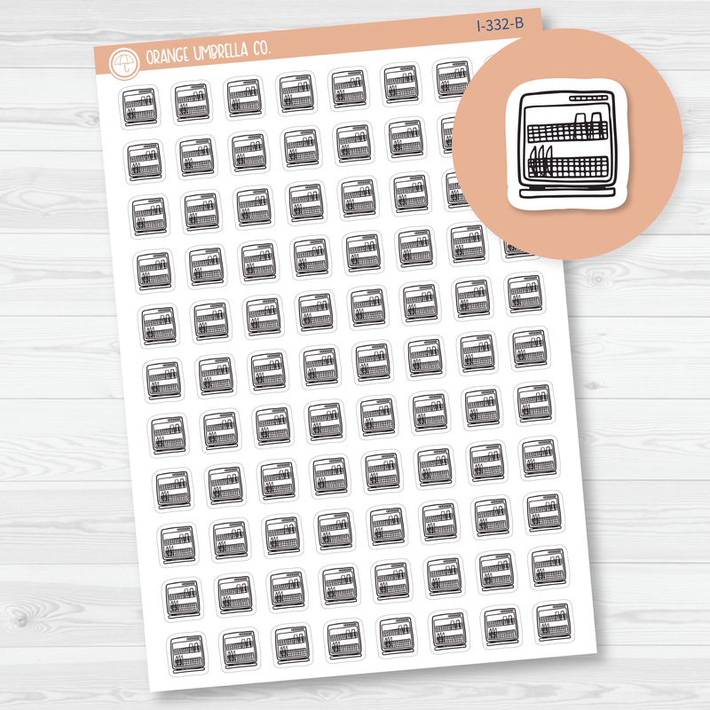 Dishwasher Icon Planner Stickers, Icon Chore Labels, Cleaning Icon Stickers (I-332-B)