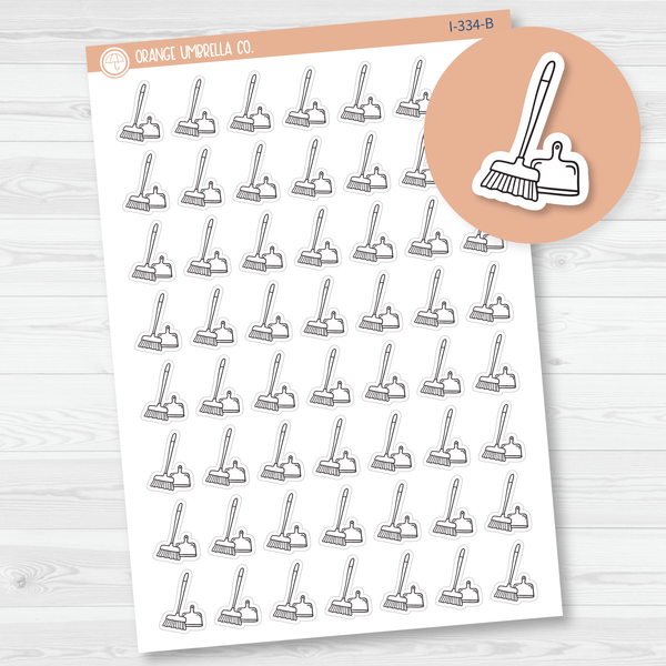 Broom and Dustpan Icon Planner Stickers, Icon Chore Labels, Cleaning Icon Stickers (I-334-B)