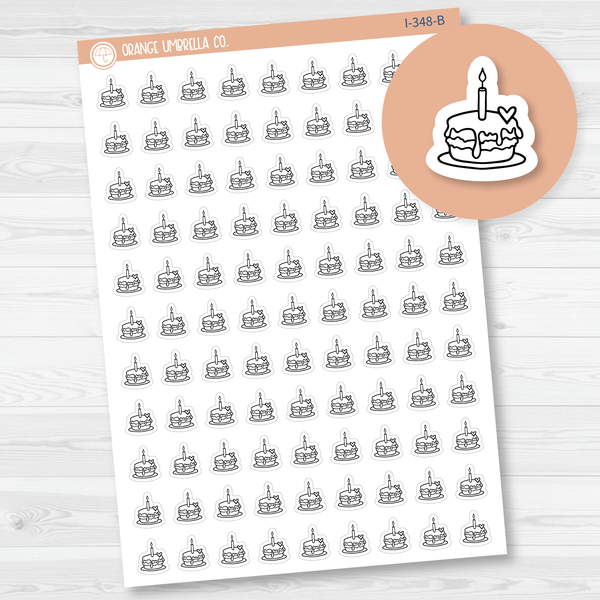 Birthday Cake Doodle Icon Planner Stickers | I-348-B