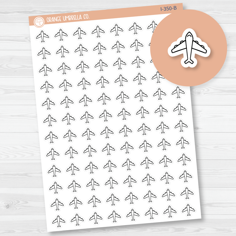 Airplane Doodle Icon Planner Stickers | I-350-B