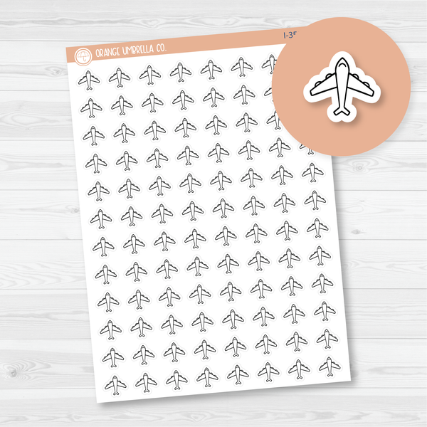 Airplane Doodle Icon Planner Stickers | I-350-B