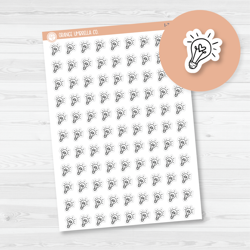Lightbulb Doodle Icon Planner Stickers | I-352-B