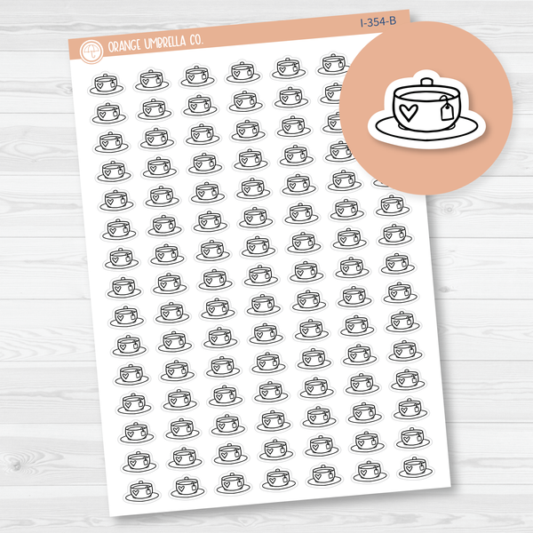 Tea Cup/Coffee Doodle Icon Planner Stickers | I-354-B