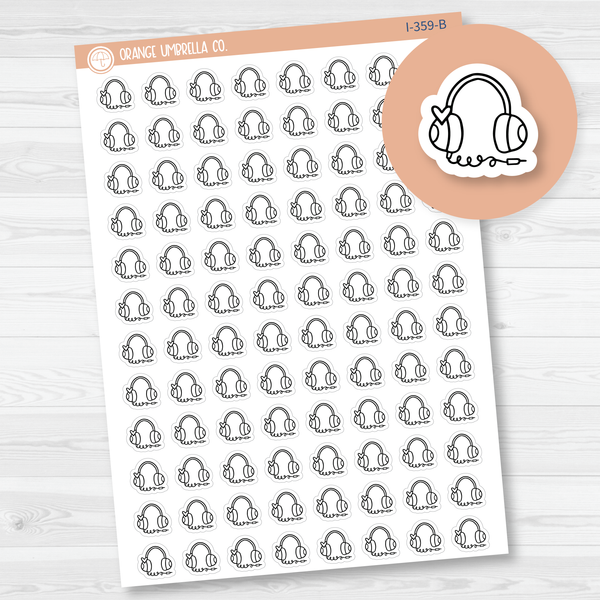 Headphones Doodle Icon Planner Stickers | I-359-B