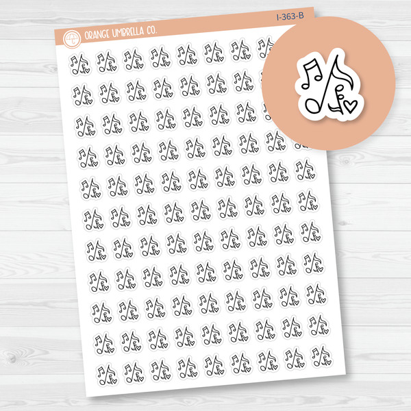 Music Notes Doodle Icon Planner Stickers | I-363-B