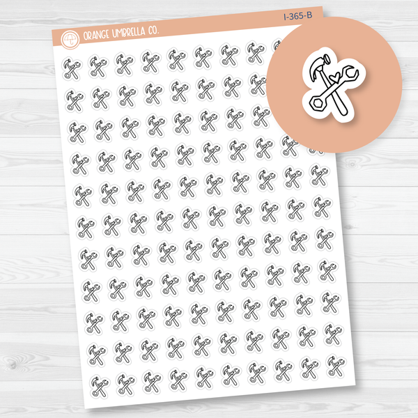 Hammer/Wrench Doodle Icon Planner Stickers | I-365-B