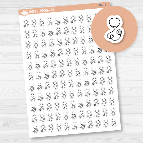 Stethoscope Doodle Icon | Doctor Appointment Planner Stickers | I-366-B