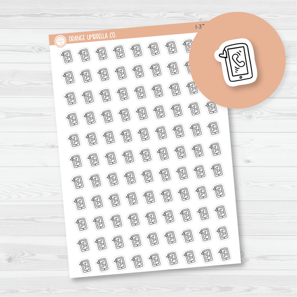 Cell Phone Doodle Icon Planner Stickers | I-371-B