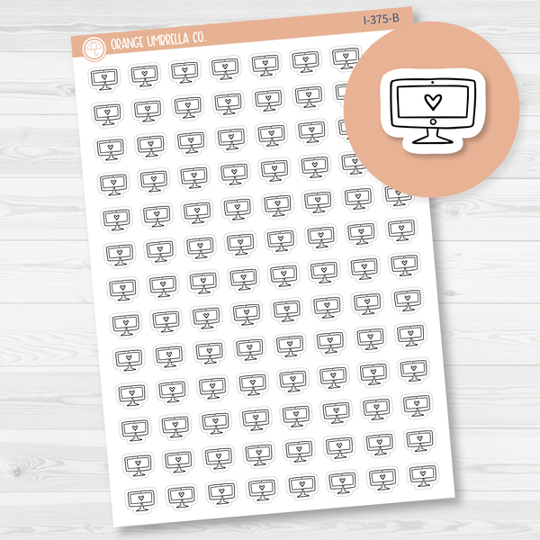 Computer Monitor Doodle Icon Planner Stickers | I-375-B