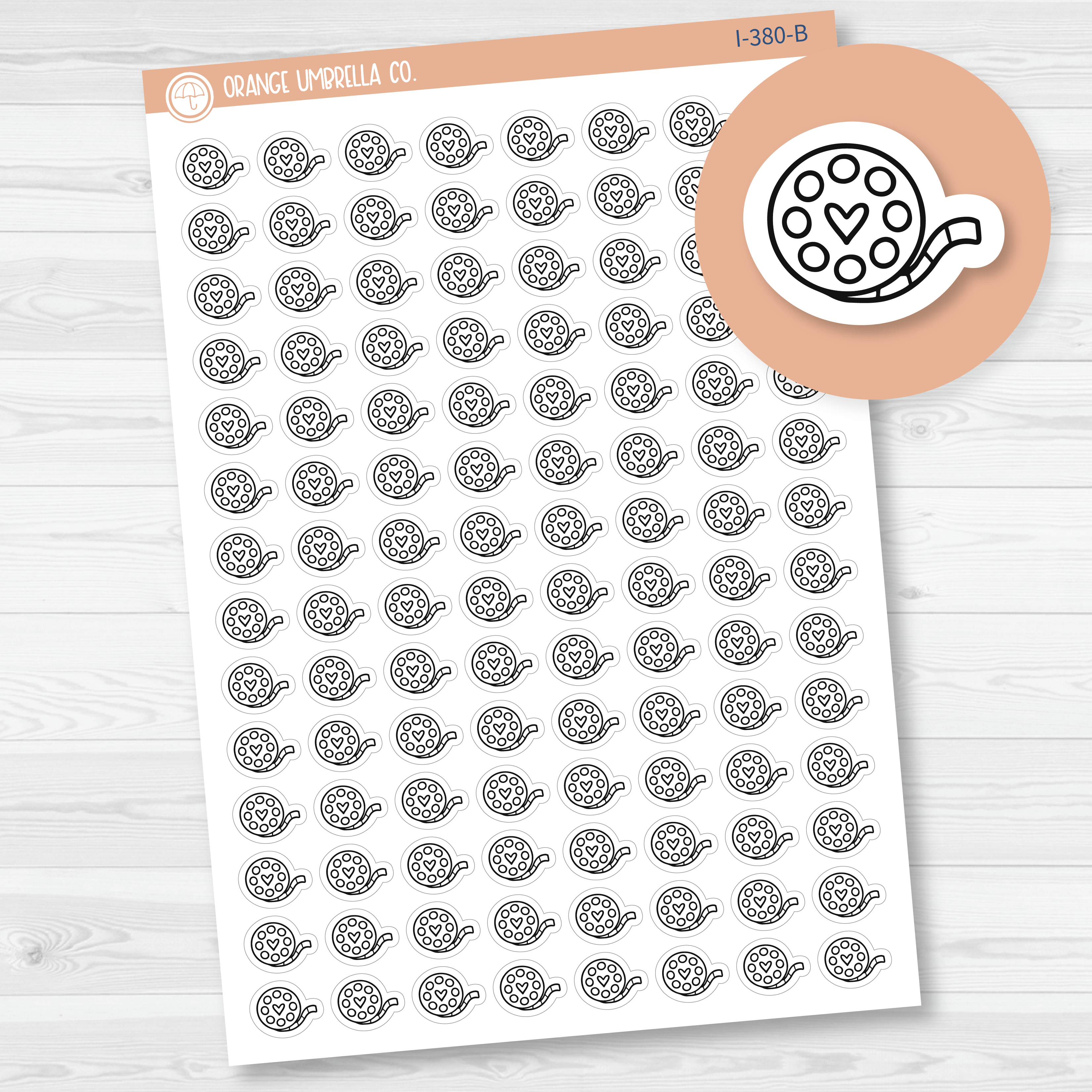 Movie Film Roll Doodle Icon Planner Stickers | I-380-B