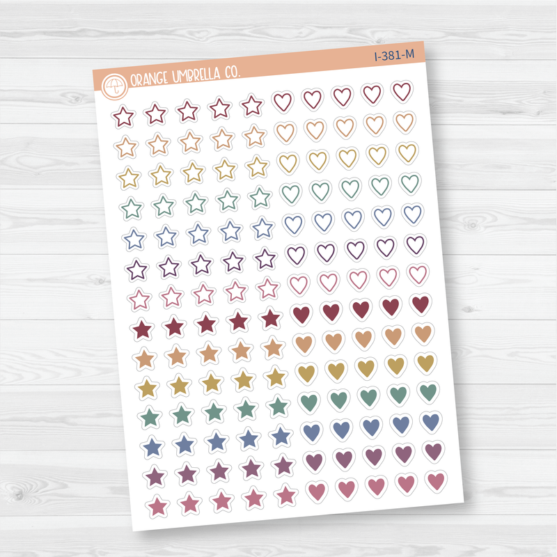 Stars & Hearts Icon Planner Stickers | I-381