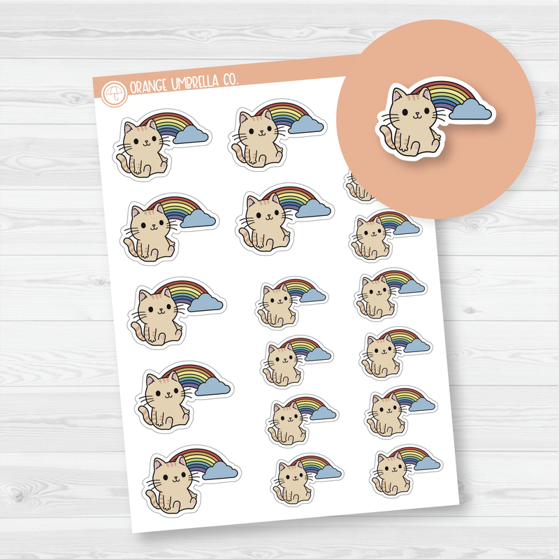 Spazz Cat Rainbow Icon Planner Stickers | I-387