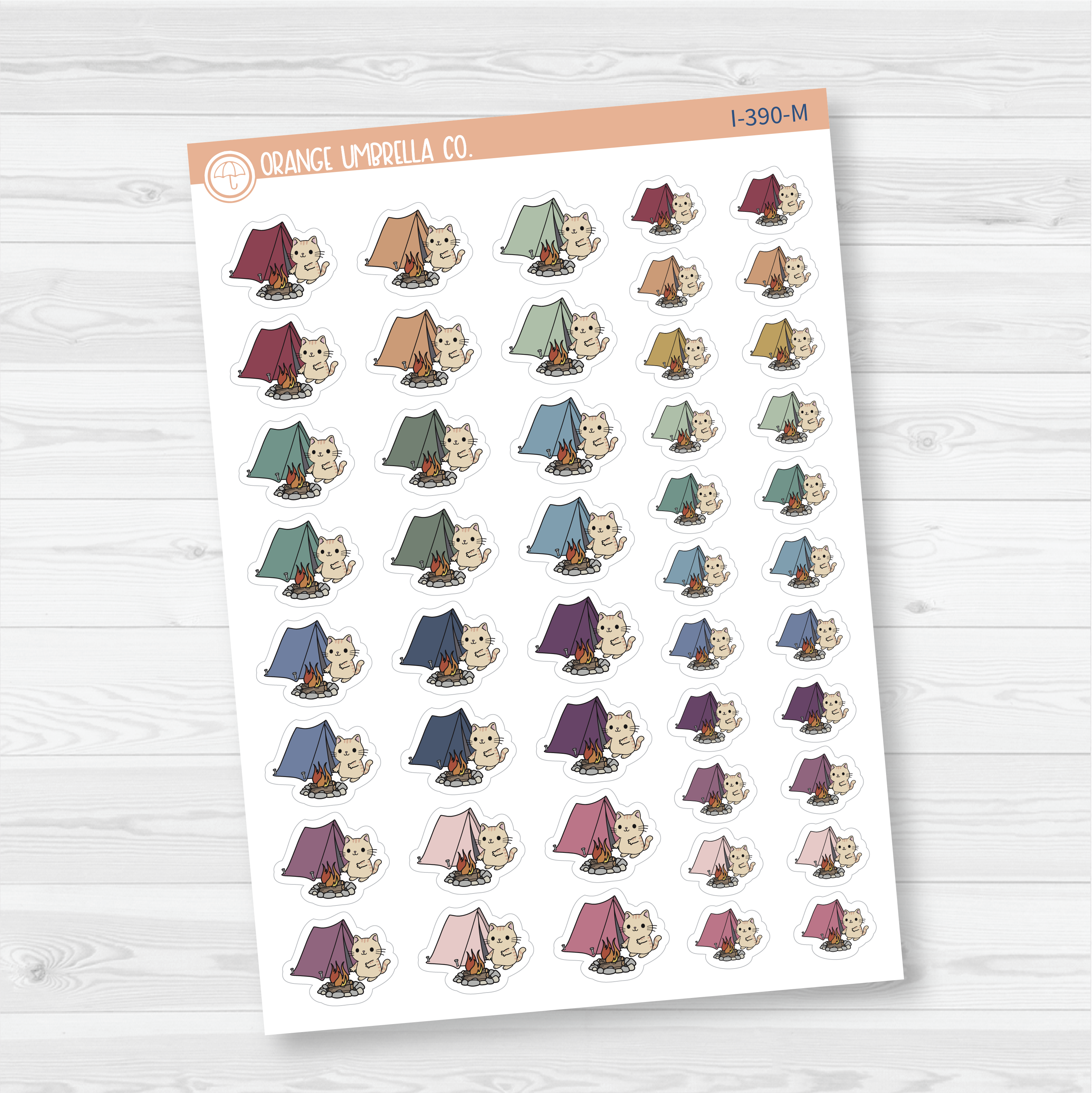 Spazz Cat Tent Camping Icon Planner Stickers | I-390