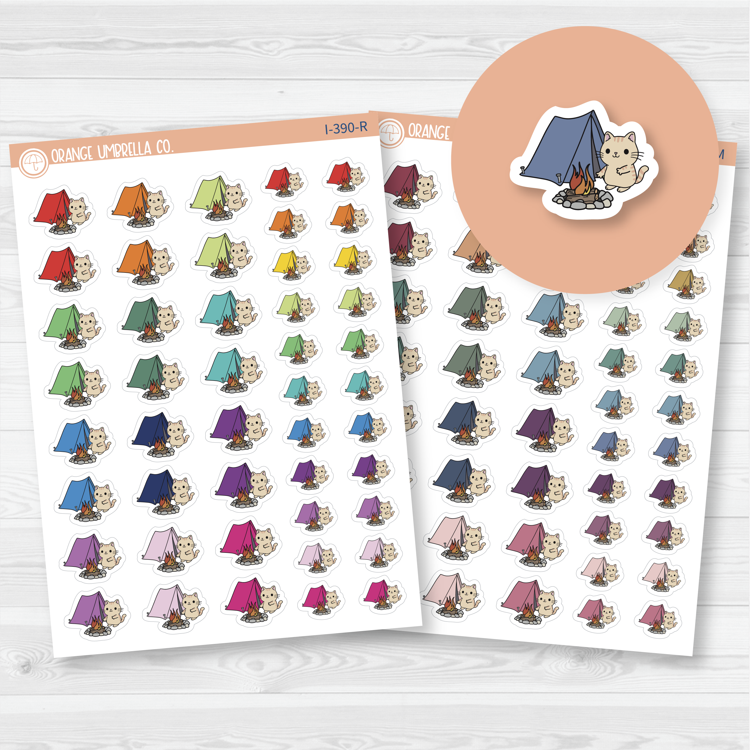 Spazz Cat Tent Camping Icon Planner Stickers | I-390