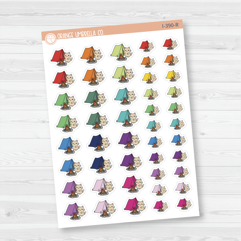 Spazz Cat Tent Camping Icon Planner Stickers | I-390