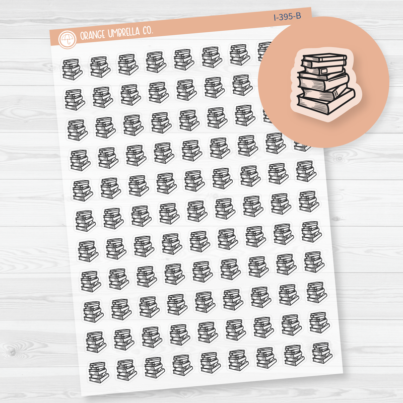 Book Stack Icon Planner Stickers | Clear Matte| I-395-BCM