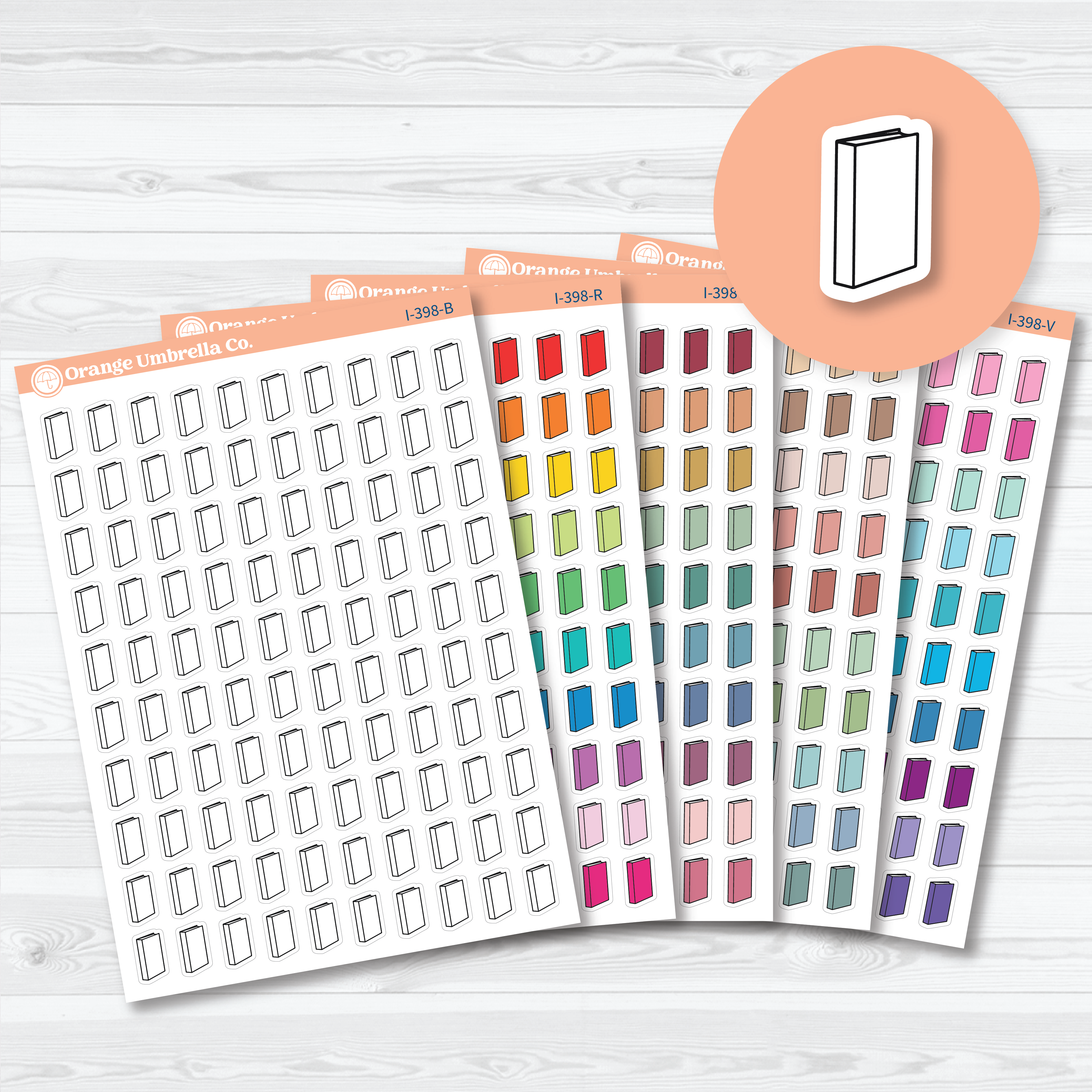 Hand Doodled Book Reading Icon planner stickers sheet with sketch-style book icons by Orange Umbrella Co
