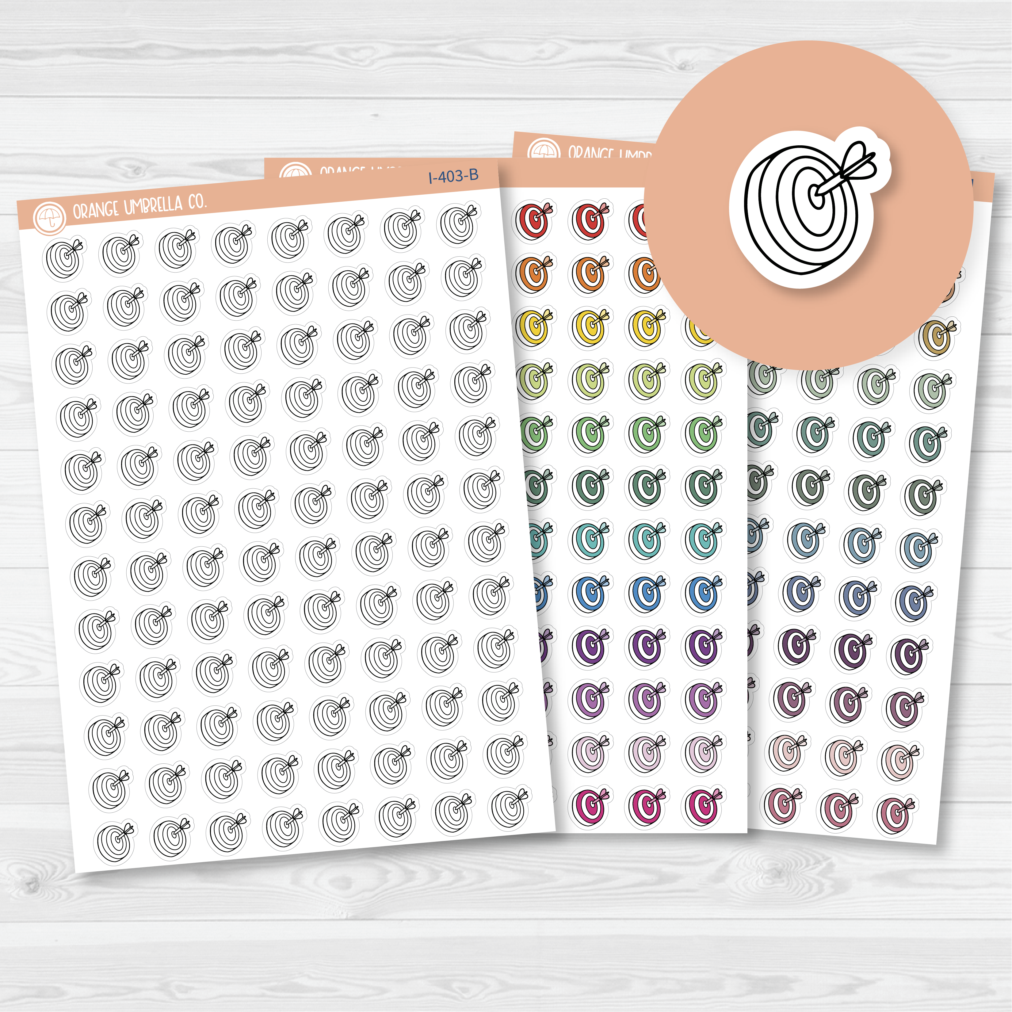 Deadline Target Hand-Doodled Icon Planner Stickers | I-403