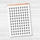 Location marker stickers sheet for planners, location pins, travel icons, functional icon stickers, removable white matte.