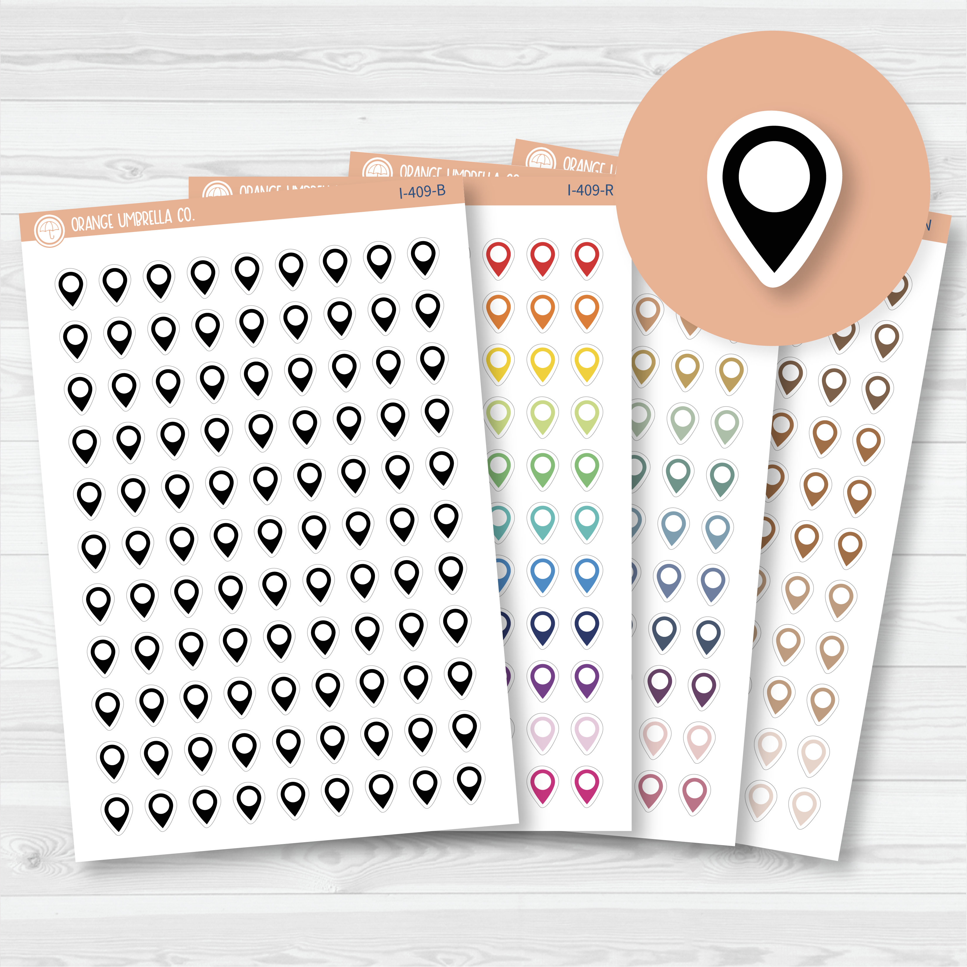 Location Marker Stickers — Location Pin Planner Icons — I-409