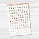 Location marker stickers sheet for planners, location pins, travel icons, functional icon stickers, removable white matte.