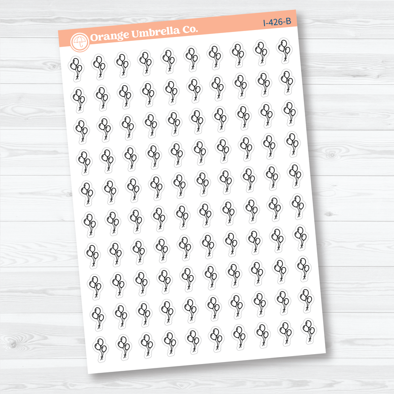 Hand Doodled Balloon Icon Planner Stickers | Celebration & Event Planner Stickers | I-426