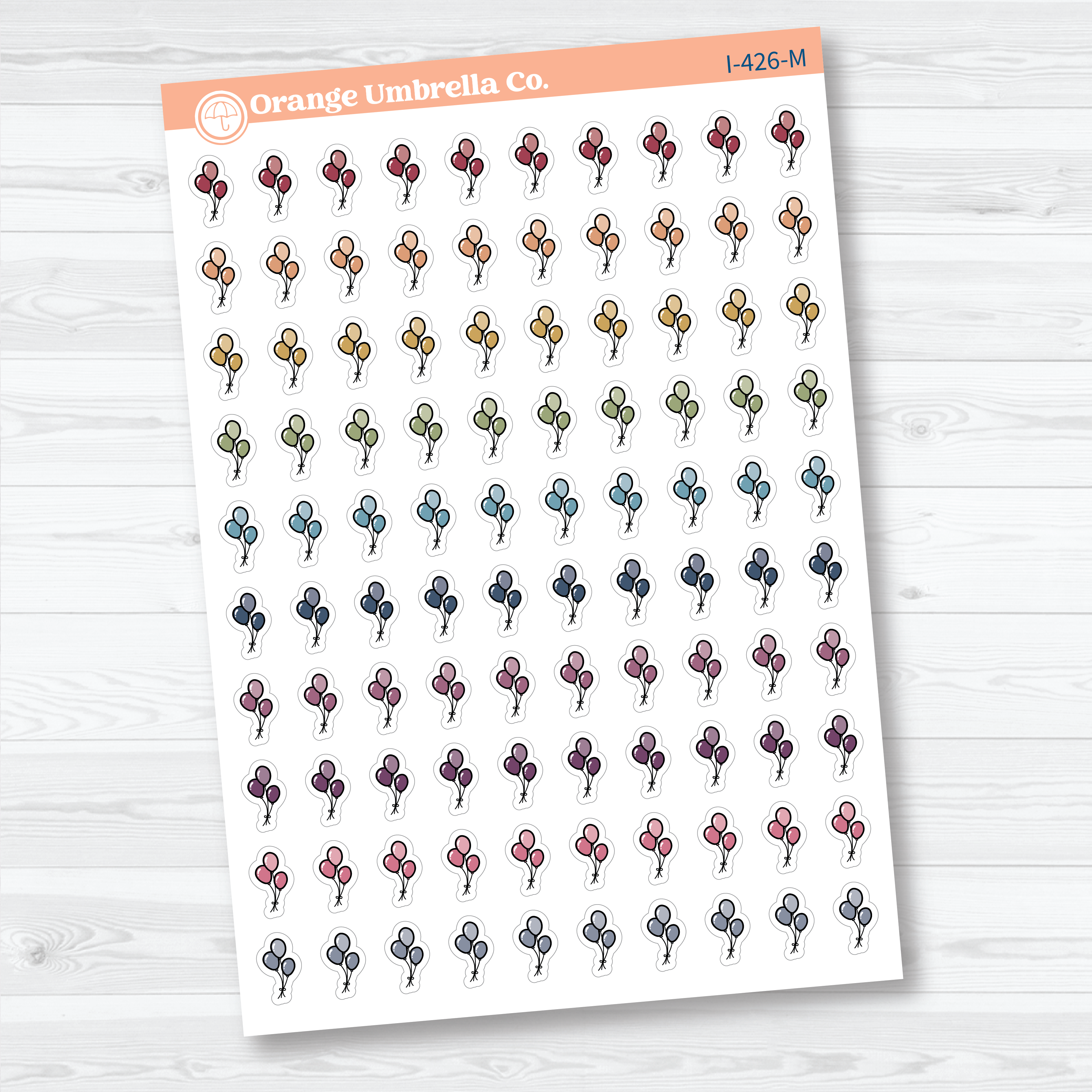 Hand Doodled Balloon Icon Planner Stickers | Celebration & Event Planner Stickers | I-426