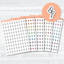 Hand Doodled Balloon Icon planner stickers sheet with colorful sketch-style balloons by Orange Umbrella Co
