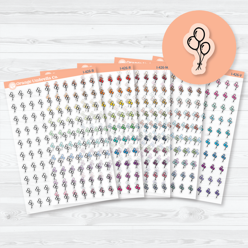 Hand Doodled Balloon Icon Clear Matte Planner Stickers | Celebration & Event Planner Stickers | I-426-CM