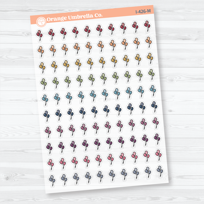 Hand Doodled Balloon Icon Clear Matte Planner Stickers | Celebration & Event Planner Stickers | I-426-CM