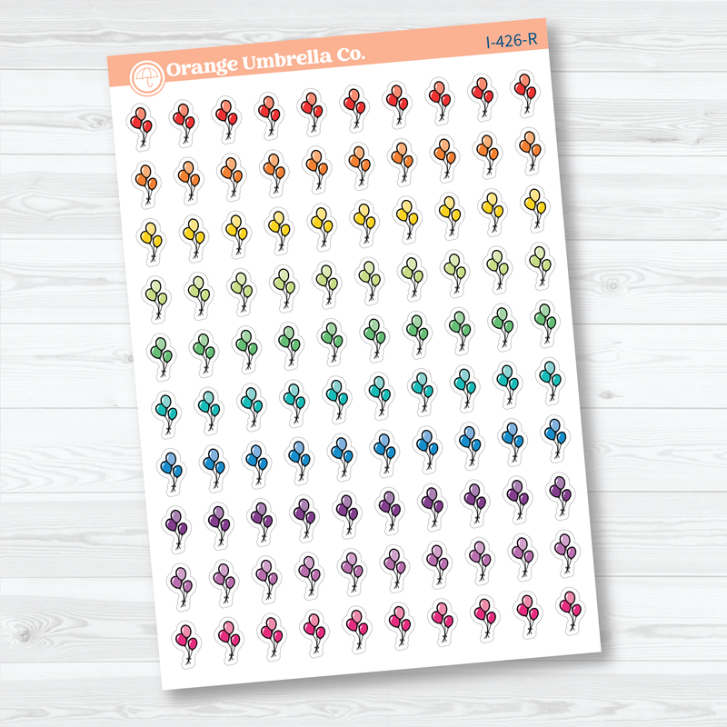 Hand Doodled Balloon Icon Planner Stickers | Celebration & Event Planner Stickers | I-426