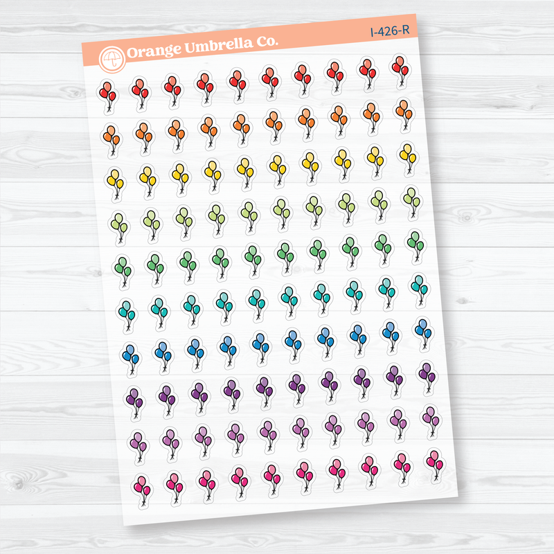 Hand Doodled Balloon Icon Clear Matte Planner Stickers | Celebration & Event Planner Stickers | I-426-CM