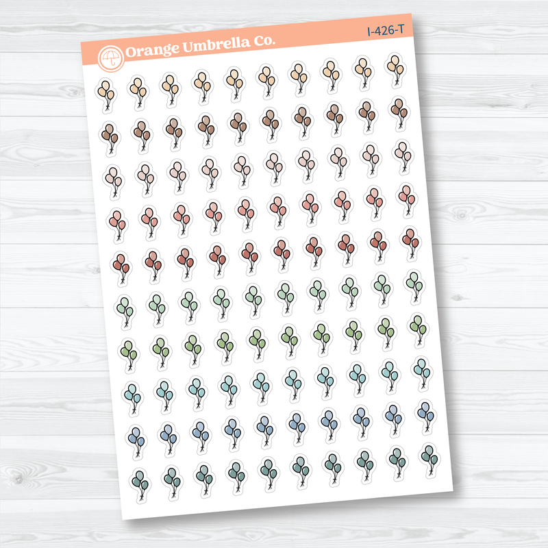Hand Doodled Balloon Icon Planner Stickers | Celebration & Event Planner Stickers | I-426